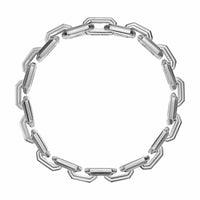 Faceted Flat Link Bracelet Sterling Silver with Black Diamonds, 11mm