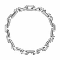 Faceted Flat Link Bracelet Sterling Silver with Diamonds, 11mm