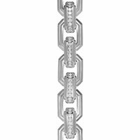 Faceted Flat Link Bracelet Sterling Silver with Diamonds, 11mm