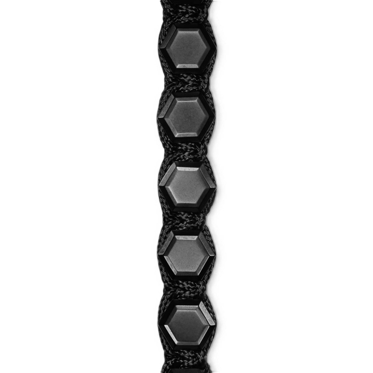 Faceted Woven Bracelet Black Titanium with Black Nylon and Black Onyx, 8mm