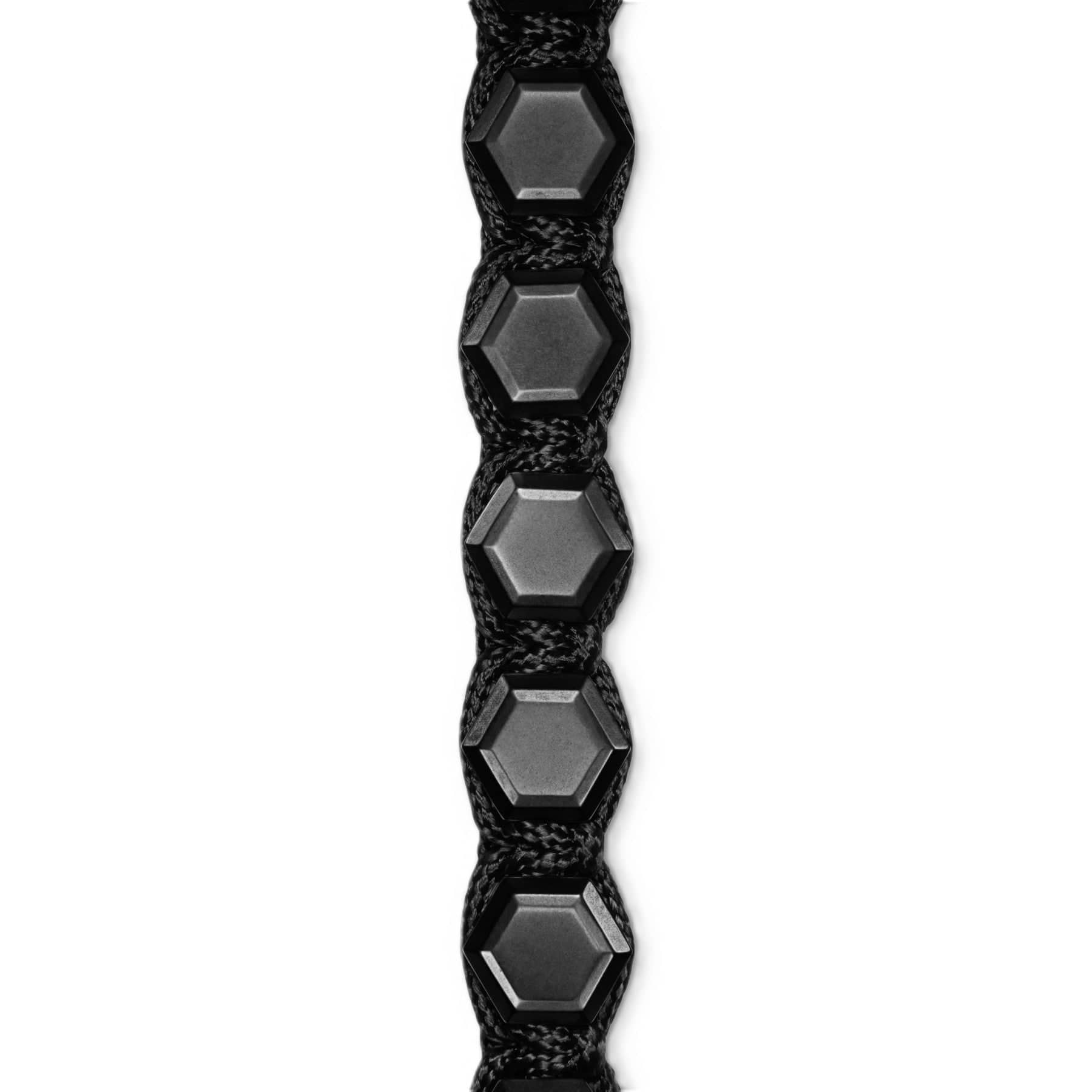Faceted Woven Bracelet Black Titanium with Black Nylon and Black Onyx, 8mm