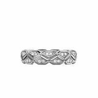 Hex Band Ring Sterling Silver with Diamonds, 6mm