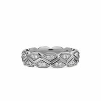 Hex Band Ring Sterling Silver with Diamonds, 6mm