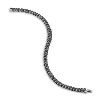 Curb Chain Bracelet in Sterling Silver with Black Diamonds, 6mm