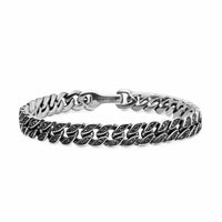 Curb Chain Bracelet Sterling Silver with Black Diamonds, 8mm