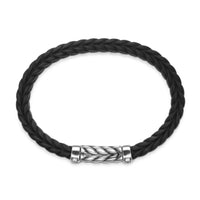 Chevron Bracelet Black Rubber with Diamonds and Sterling Silver, 9mm
