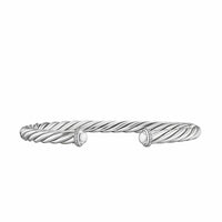 Cable Cuff Bracelet Sterling Silver with Diamonds, 6mm