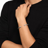 Cable Cuff Bracelet Sterling Silver with Diamonds, 6mm