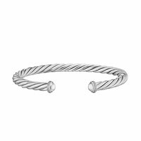 Cable Cuff Bracelet Sterling Silver with Diamonds, 6mm