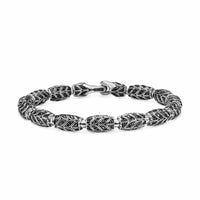 Chevron Bead Bracelet Sterling Silver with Black Diamonds, 7.5mm