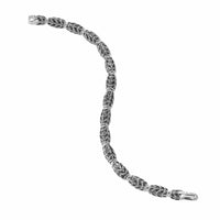 Chevron Bead Bracelet Sterling Silver with Black Diamonds, 7.5mm