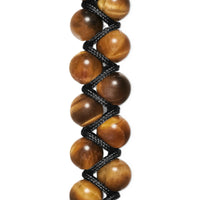 Spiritual Beads Two Row Woven Bracelet Tiger's Eye, Black Nylon and Sterling Silver, 8mm