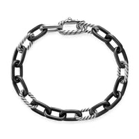 DY Madison® Chain Bracelet Black Titanium with Sterling Silver, 8.5mm