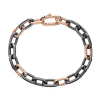 DY Madison® Chain Bracelet Grey Titanium with 18K Rose Gold, 8.5mm