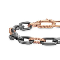 DY Madison® Chain Bracelet Grey Titanium with 18K Rose Gold, 8.5mm