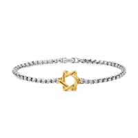 Star of David Station Bracelet Sterling Silver with 14K Yellow Gold, 3.6mm