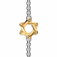 Star of David Station Bracelet Sterling Silver with 14K Yellow Gold, 3.6mm