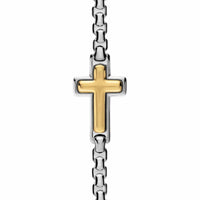 Cross Station Bracelet Sterling Silver with 14K Yellow Gold, 3.6mm