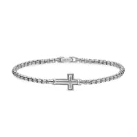 Cross Station Bracelet Sterling Silver, 3.6mm