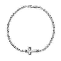 Cross Station Bracelet Sterling Silver, 3.6mm