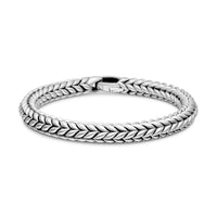 Chevron Station Bracelet Sterling Silver, 8mm