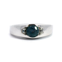 18K White Gold Bezel Set Montana Sapphire Ring