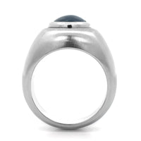 18K White Gold Bezel Set Blue Sapphire and Diamond Ring