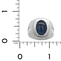 18K White Gold Bezel Set Blue Sapphire and Diamond Ring