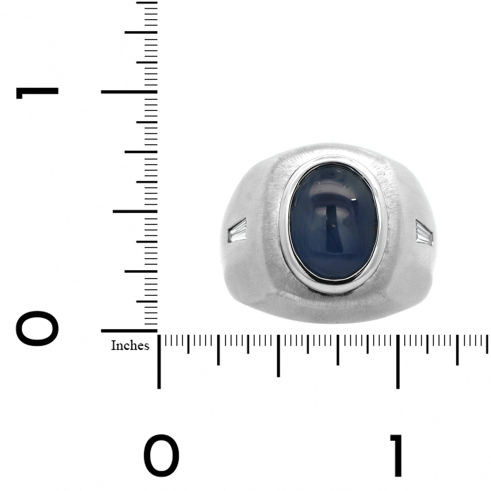 18K White Gold Bezel Set Blue Sapphire and Diamond Ring