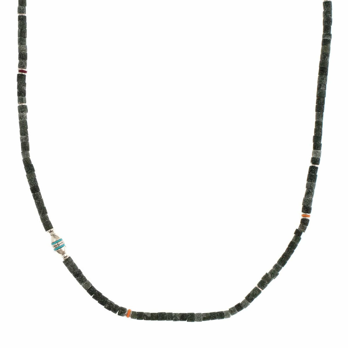 Maor Sterling Silver Dark Green Afghan Jade Cherish Necklace