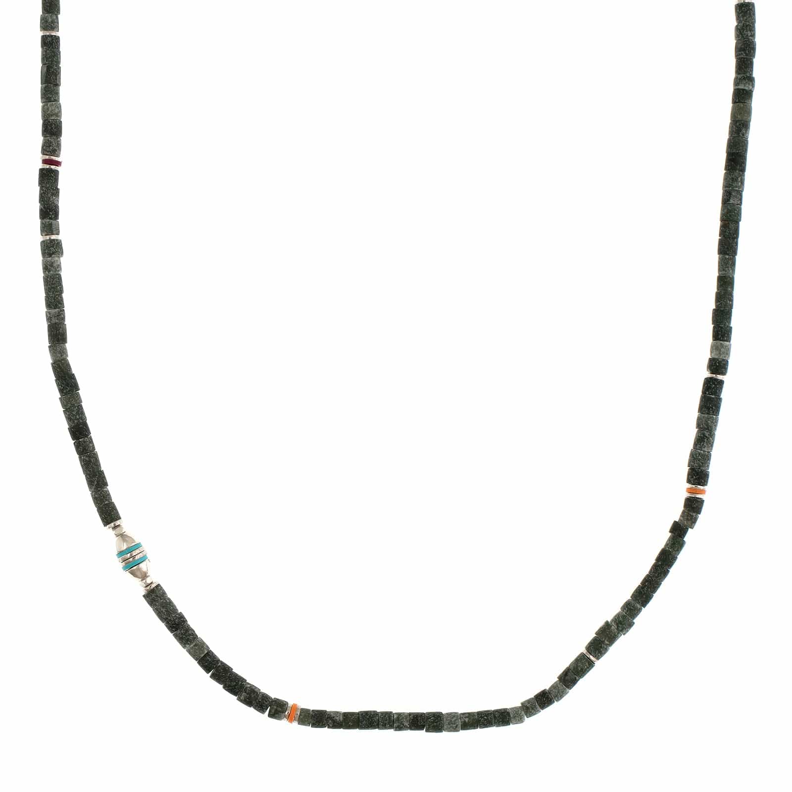 Maor Sterling Silver Dark Green Afghan Jade Cherish Necklace