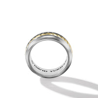Cable Inset Band Ring in Sterling Silver with 18K Yellow Gold, 8mm
