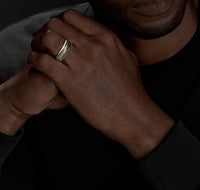 Cable Inset Band Ring in Sterling Silver with 18K Yellow Gold, 8mm
