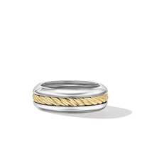 Cable Inset Band Ring in Sterling Silver with 18K Yellow Gold, 8mm
