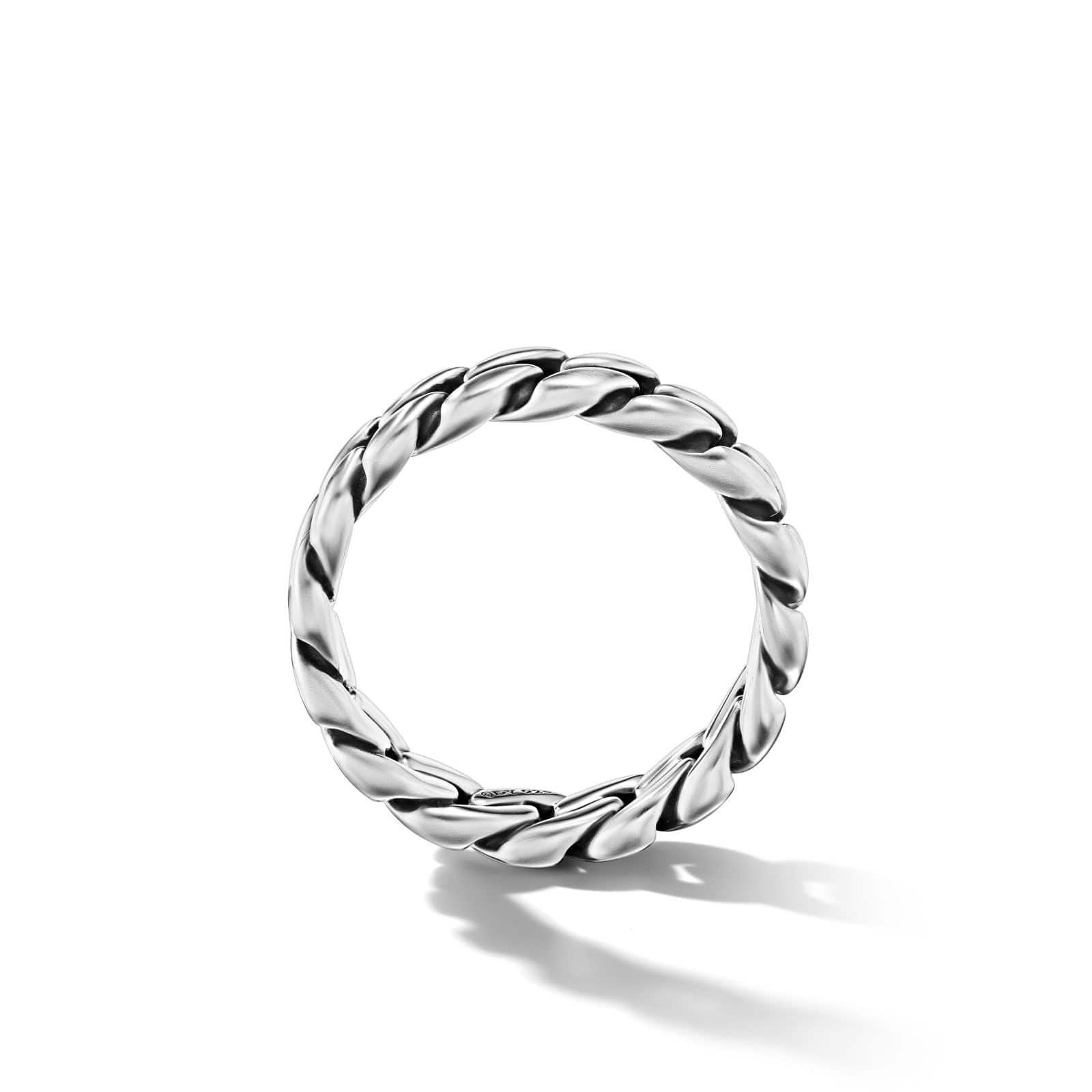 Curb Chain Band Ring in Sterling Silver, 6mm