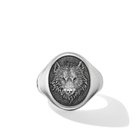 Petrvs® Wolf Signet Ring in Sterling Silver, 21.5mm