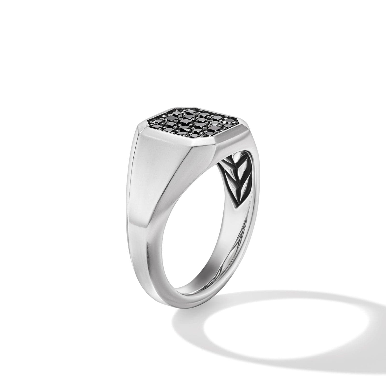 Streamline® Signet Ring in Sterling Silver with Black Diamonds, 14mm