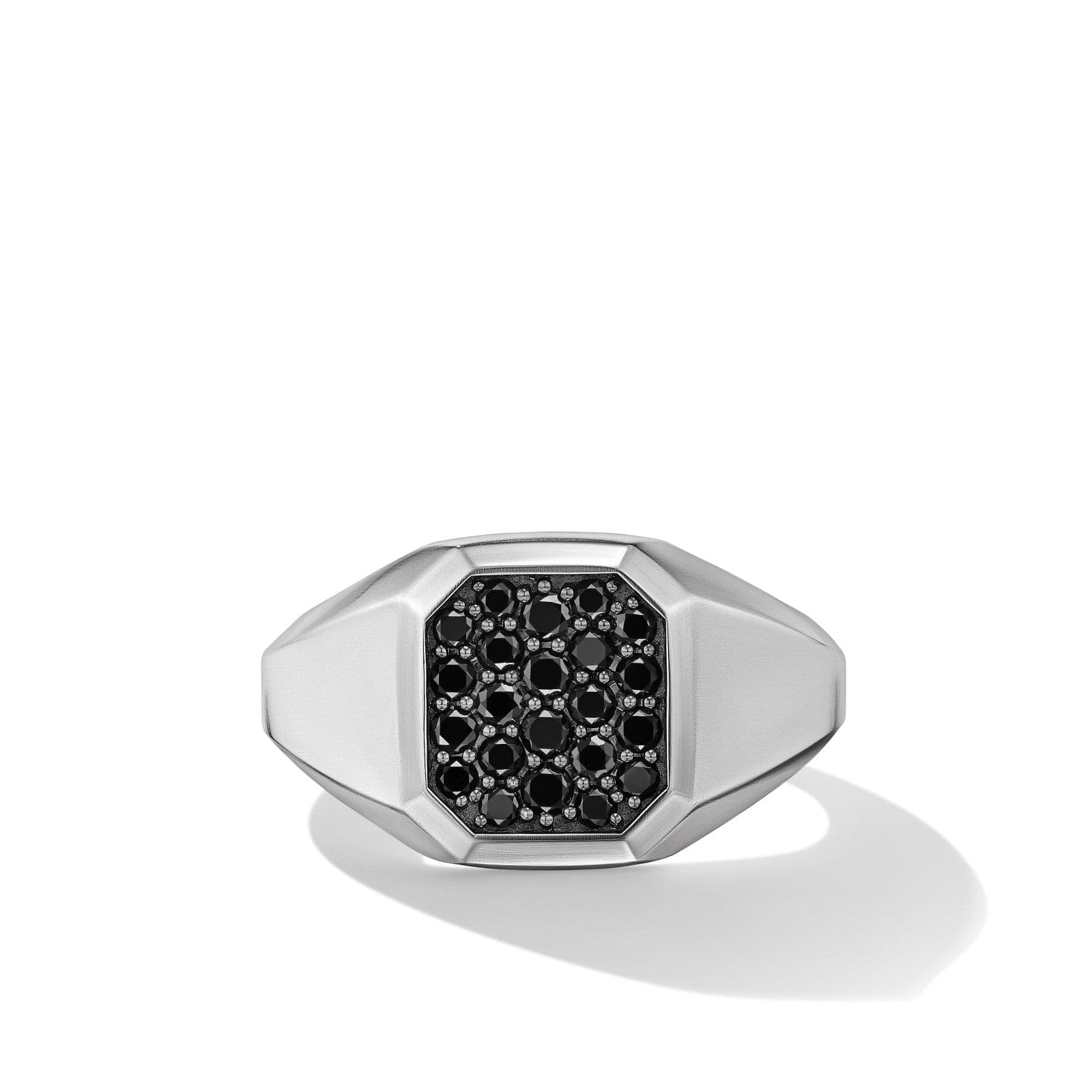 Streamline® Signet Ring in Sterling Silver with Black Diamonds, 14mm