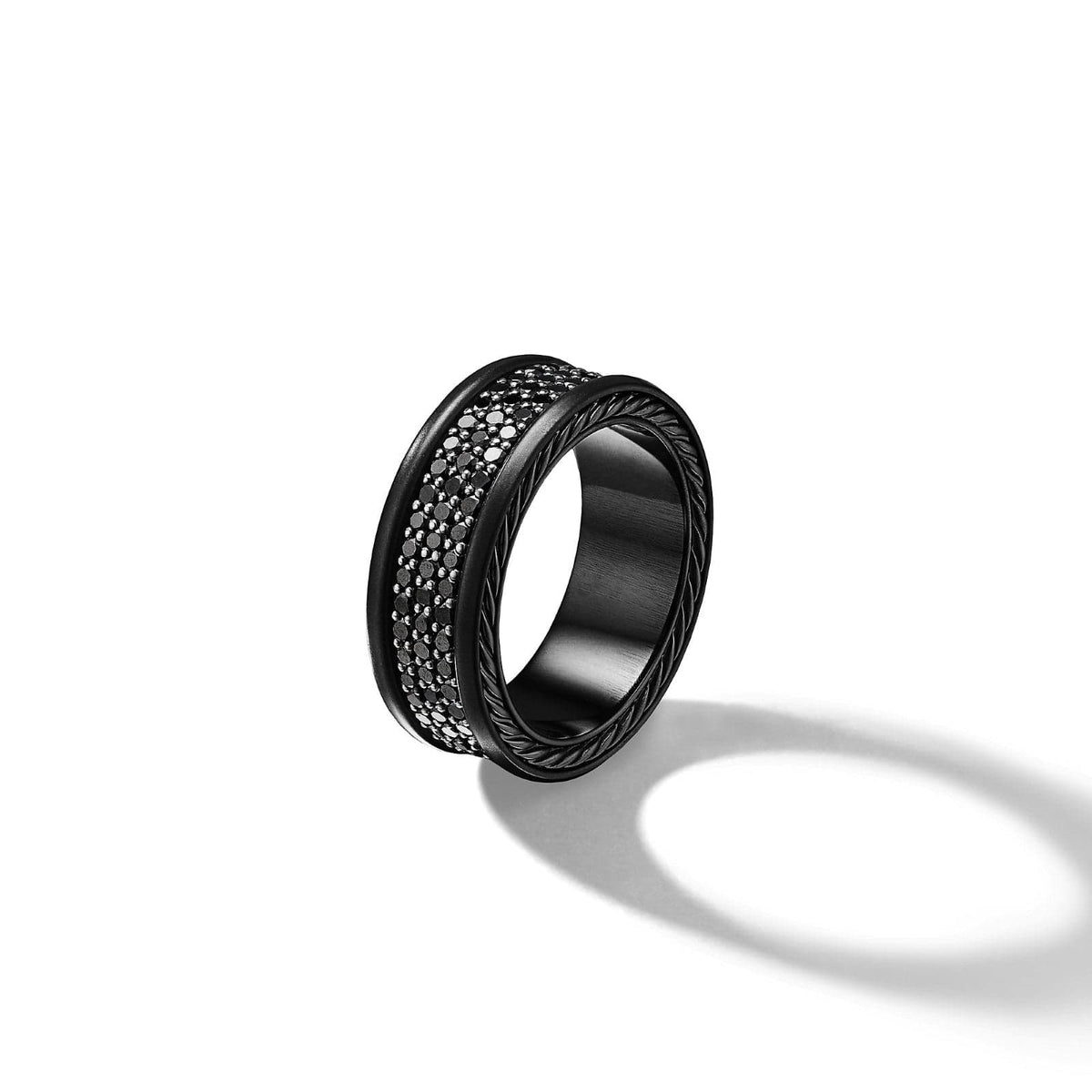 Streamline® Three Row Band Ring in Black Titanium with Black Diamonds, 8.5mm
