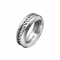 Cable Inset Band Ring Sterling Silver, 8mm