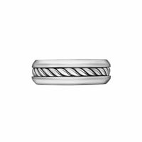 Cable Inset Band Ring Sterling Silver, 8mm