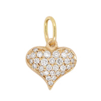 14K Yellow Gold Pave Diamond Large Puff Heart Charm