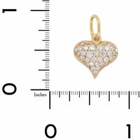 14K Yellow Gold Pave Diamond Large Puff Heart Charm