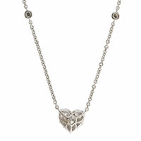14K White Gold Diamond Cluster Heart Shaped Necklace