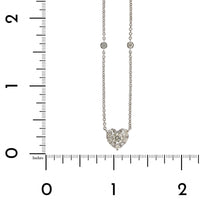 14K White Gold Diamond Cluster Heart Shaped Necklace