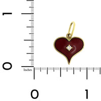 18K Yellow Gold Enameled Heart Charm with a Diamond Center