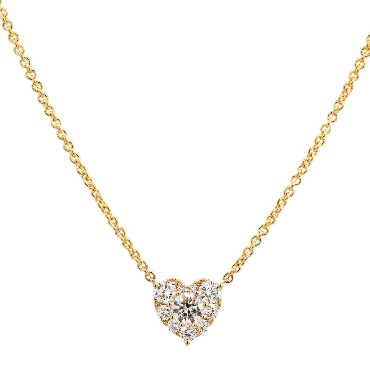 18K Yellow Gold Diamond Heart Necklace