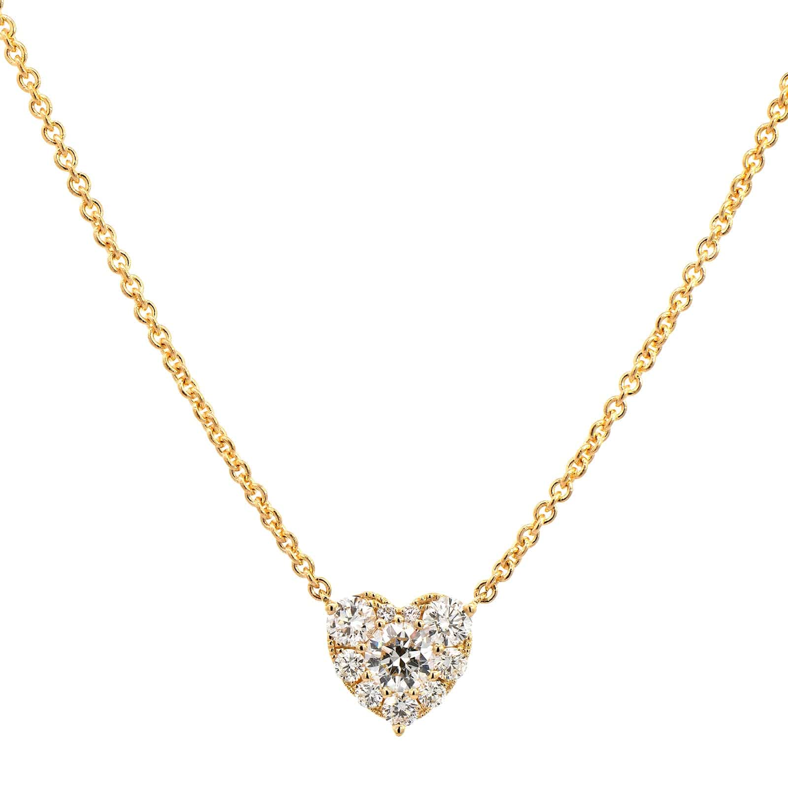 18K Yellow Gold Diamond Heart Necklace