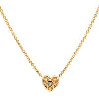18K Yellow Gold Diamond Heart Necklace