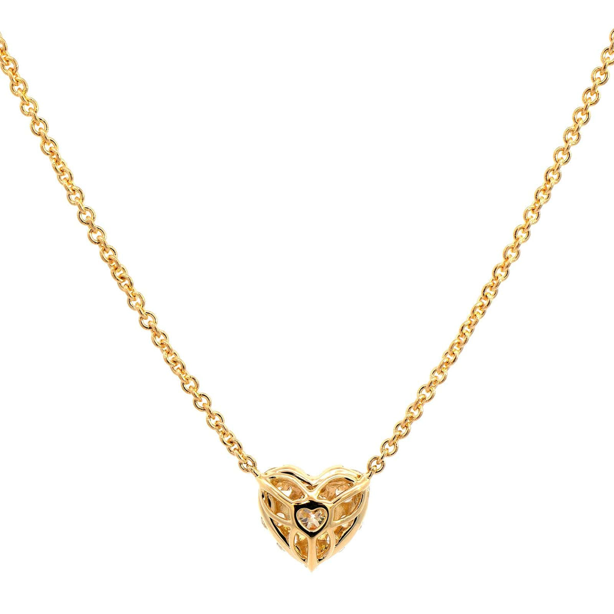 18K Yellow Gold Diamond Heart Necklace